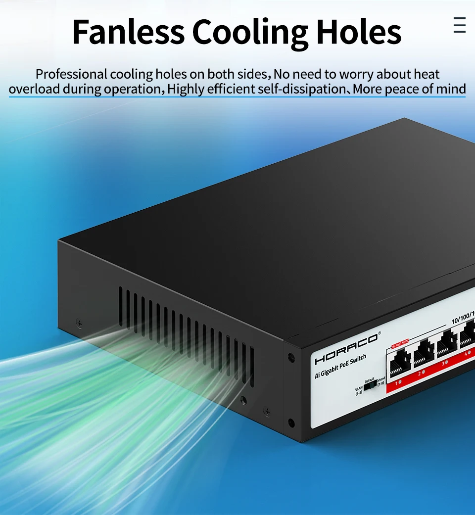 S9575b9bc8c4d4013ab6feedf985e0e52G HORACO 10 Port Gigabit POE Switch 1000Mbps Active POE Network Switch 120W for IP Camera,NVR,Surveillance,CCTV,POE Camera