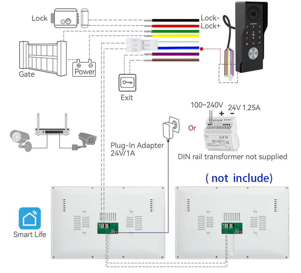 S9723a0a4b53745898e0f168b1be704fc1 2-Wire TUYA Smart Video intercom doorbell 1080P Waterproof Camera 5G Wifi 7/10inch Touch Screen Support Password Inductive Card