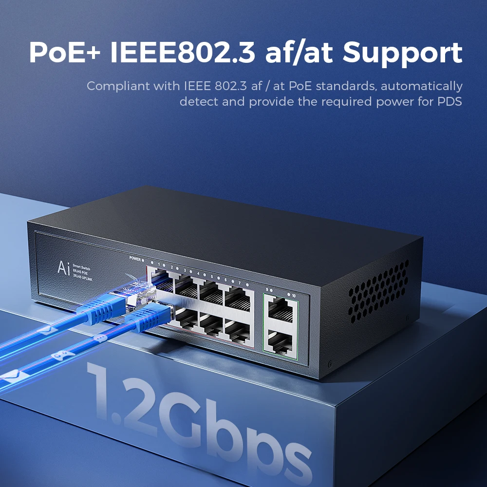 S97c6157bde134d87bfb330d474270ef6W Ienron POE Switch 6/10 Ports 100Mbps Ethernet Switch POE ieee802.3af/at Network Switch Ethernet For Wifi Router IP Camera