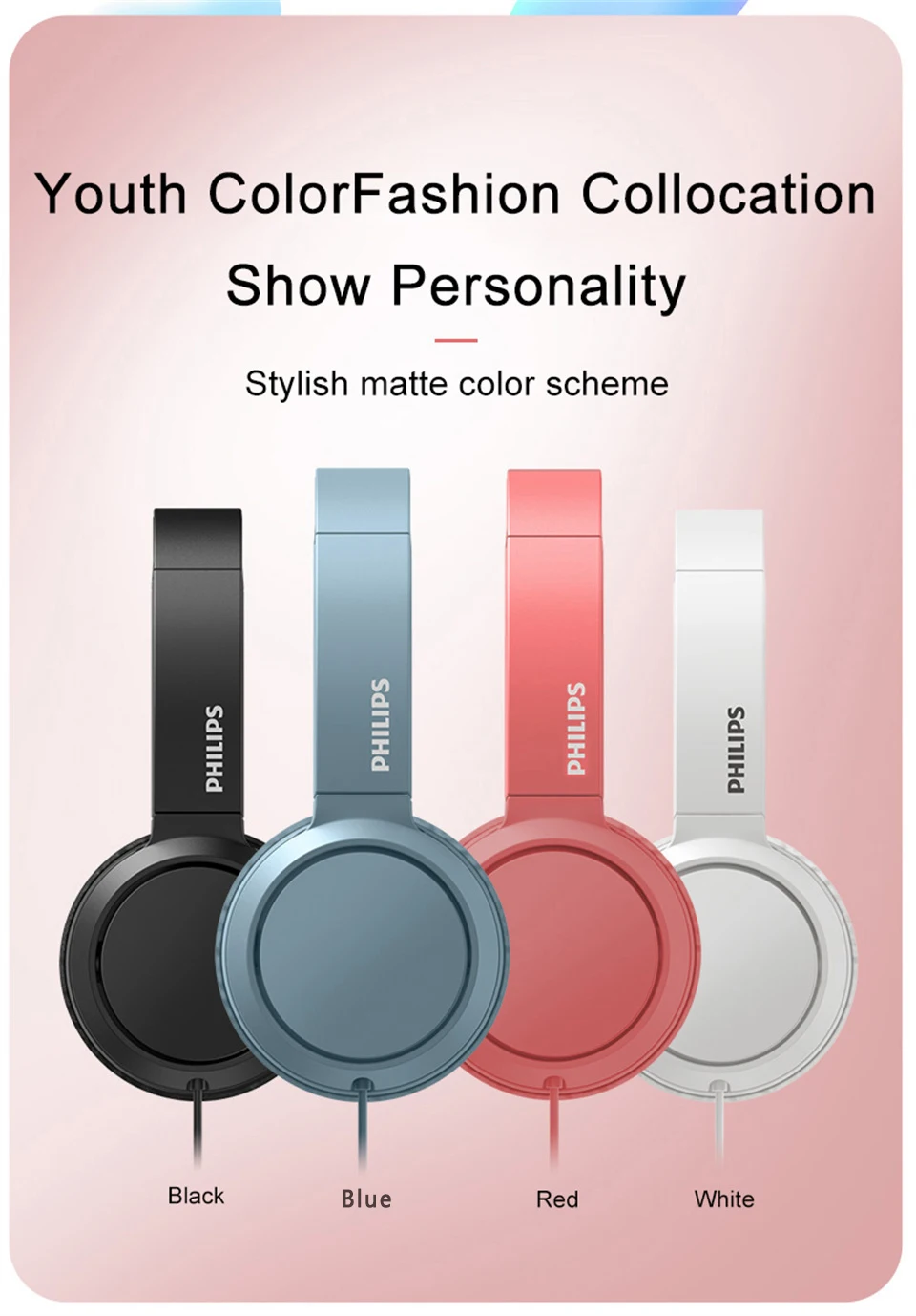 S9823dd6c7e234c3fb2db305b6eb3f3535 Philips TAH4105 Wired Headphones HiFi Stereo HD Call Headset With MIC Suitable For Online Learning And Outdoor Sports Earphones