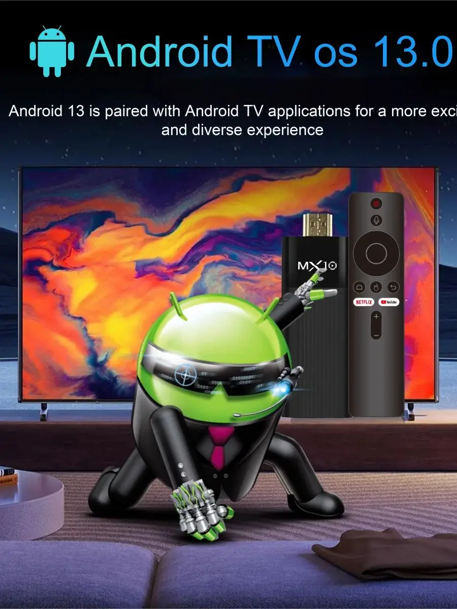 S99305a10d6654e15968a0adec4c9bad8a Ultra HD 4K Android TV Stick MX10-F3 Stick Mini Home TV Stick H313 Quad Core Support 2.4/5G Dual Wifi 2GB RAM 16GB ROM