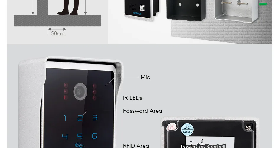 S99fb5d9544d2439286031dee5ea8f7d94 B08AF 4 Wire Waterproof 1080P HD Doorbell Camera RFID Password Access for HOMSECUR Tuya WIFI Video Doorbell Intercom System