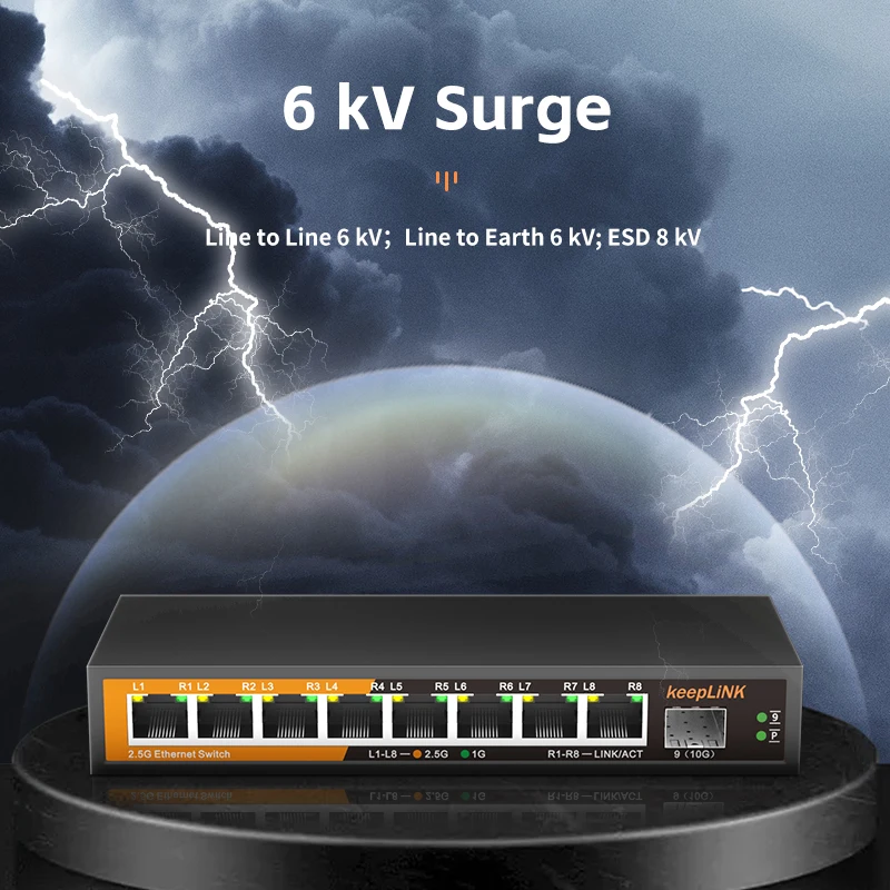 S9d181ec5bceb4bab90ce7e97beef32deZ KeepLiNK 8-Port 2.5Gbps Ethernet Network with 1-10Gb SFP+ Unmanaged Plug and Play