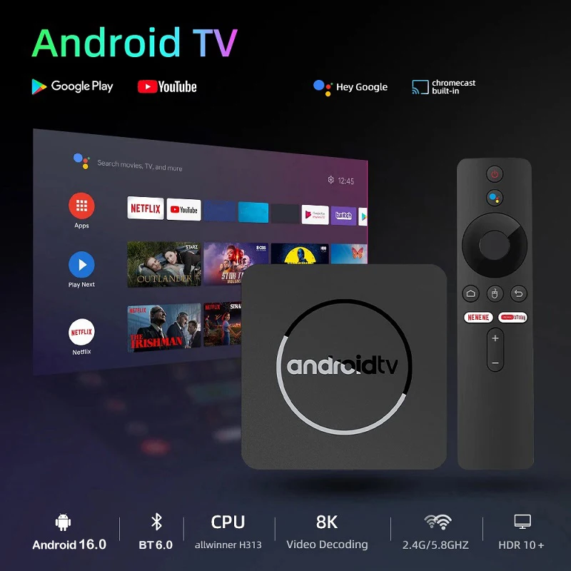 Sa2d9de6b20ab45b1b927e5e5dea7b342z YOZHIXU Q10 Smart TV Box AllwinnerH313 Android 16 Media Player Google Assistant Dual Wifi 5G 4GB 8GB 32GB 64GB 128GB Set Top Box