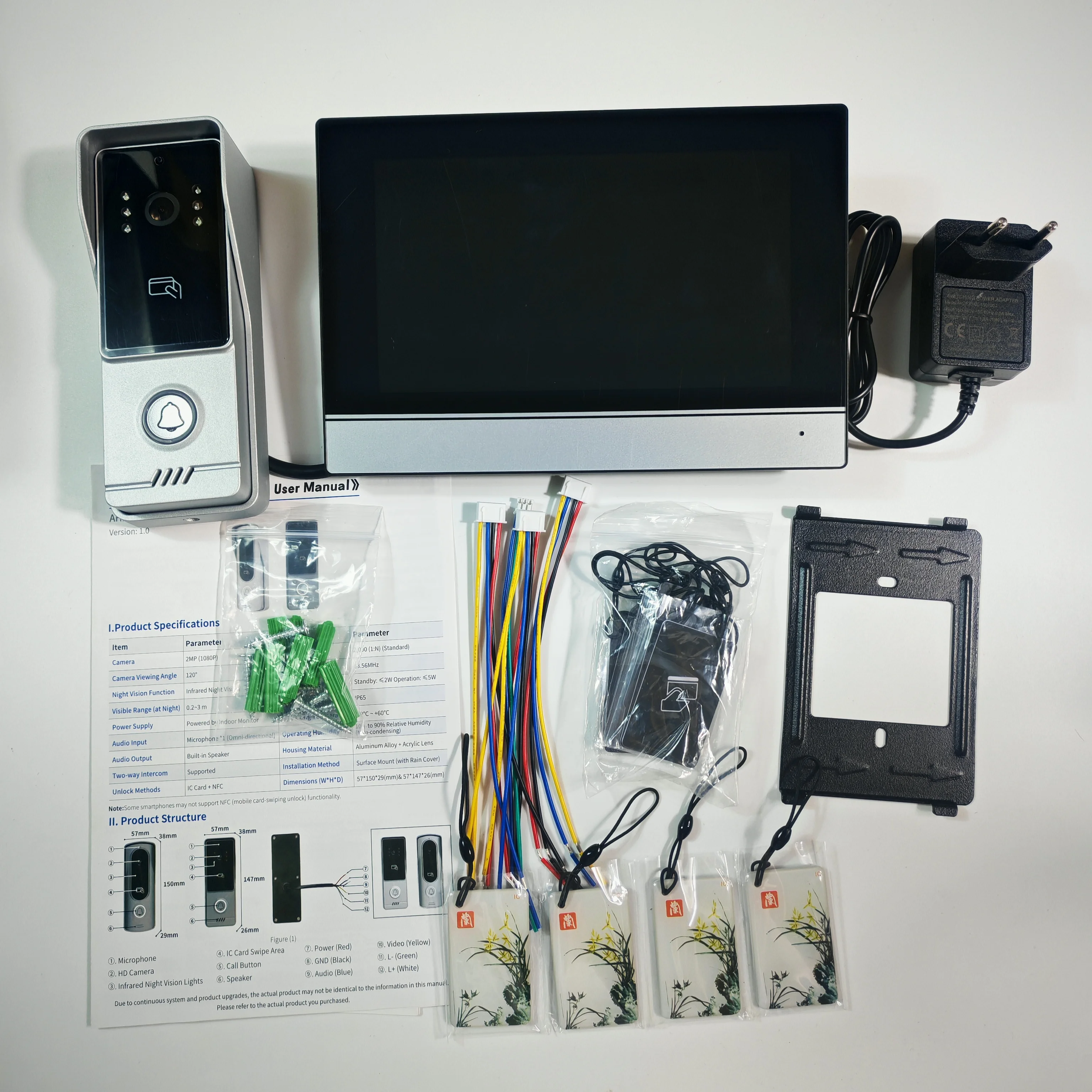 Sa3afbd76fb614f539a54651335a196c2m 5G WiFi Video Doorbell 7 Inch LCD HD 1080P Camera Tuya Smart 4 Wire Video Doorphone Intercom Security System RFID NFC APP Unlock