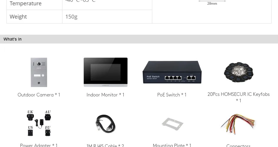 Sa5dfae120d2c43e9b9d15b3df68ff67bz HOMSECUR PoE Powered RJ45 960P Tuyasmart APP Video Doorphone Intercom Entry Fingerprint RFID Doorbell Camera Snapshot Recording