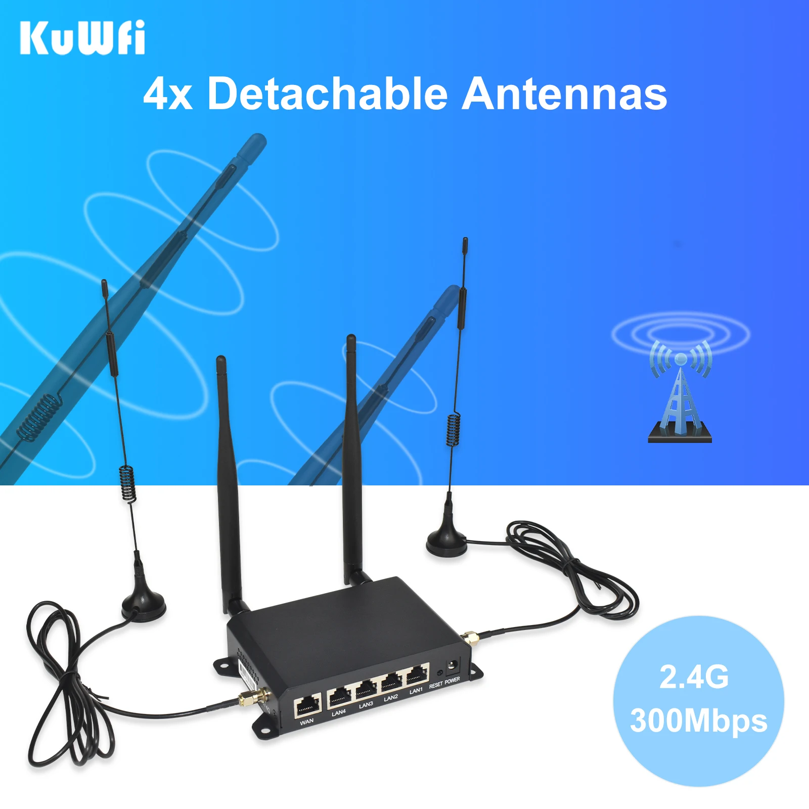 Sa75b114da0e14f0f9283cdcc6c599f8fT KuWFi 4G SIM Card Router Wireless WIFI Router 2.4G LTE Access Point Support VPN DDNS Hotspot Network Adapter for IP Camera