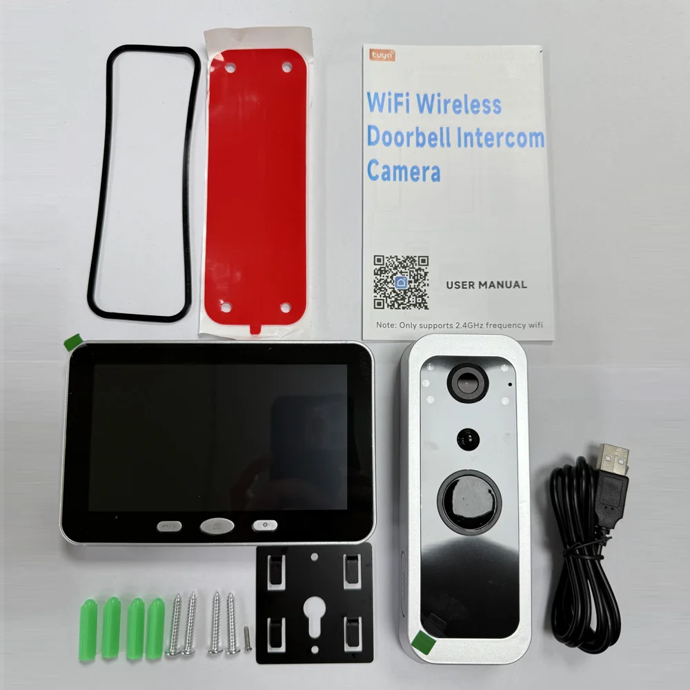 Sab8c12a12fd441beb6f768972c054708m Tuya Wireless Video Doorbell Outdoor 5' Sreen Smart Life Intercom Battery in- PIR motion 2.4G WiFi, Two-Way Talk, Night Vision