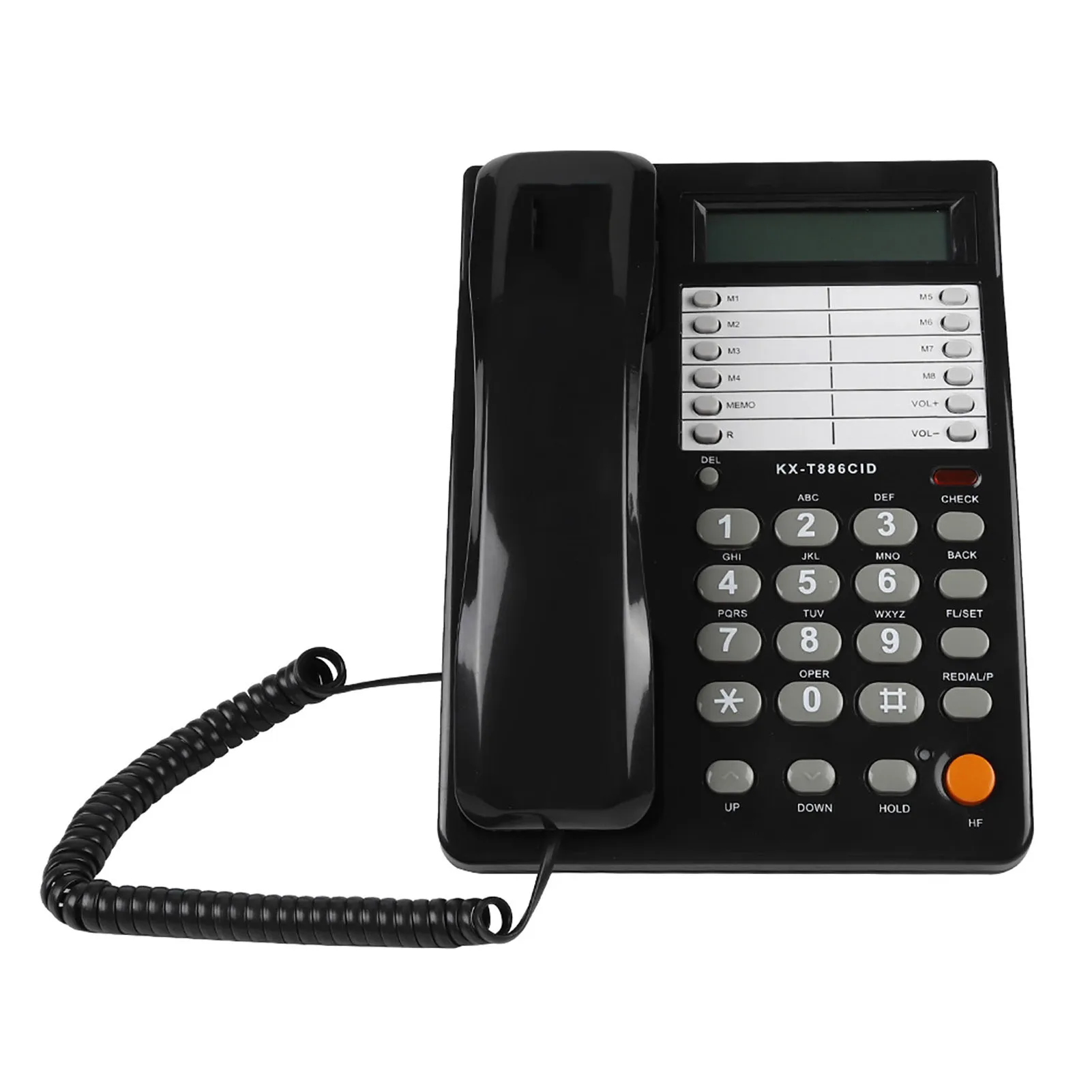 Sabf46832e1da40b4ad6765f86610e0b0e Téléphone filaire de bureau mural, maison hôtel, fixe noir DTMF/FSK, appel clair, utilisation facile