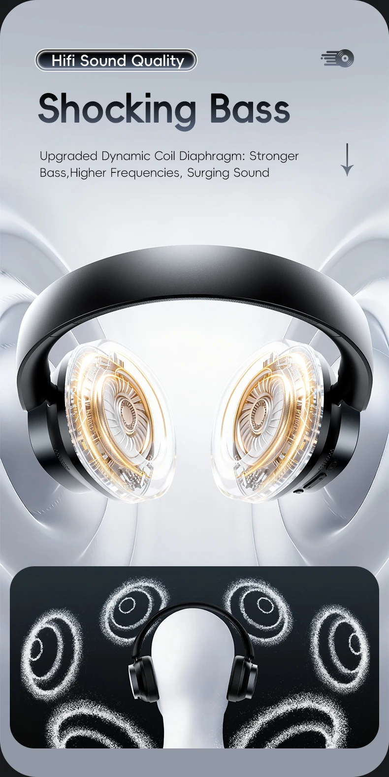 Sad5b5c8c159c45a79e5e50eddcabaa39i Acer Ohr633 2026 Nouveau modèle, casque Bluetooth sans fil HiFi stéréo, ANC réduction de bruit d'appel, pliable réglable, micro HD intégré, gaming