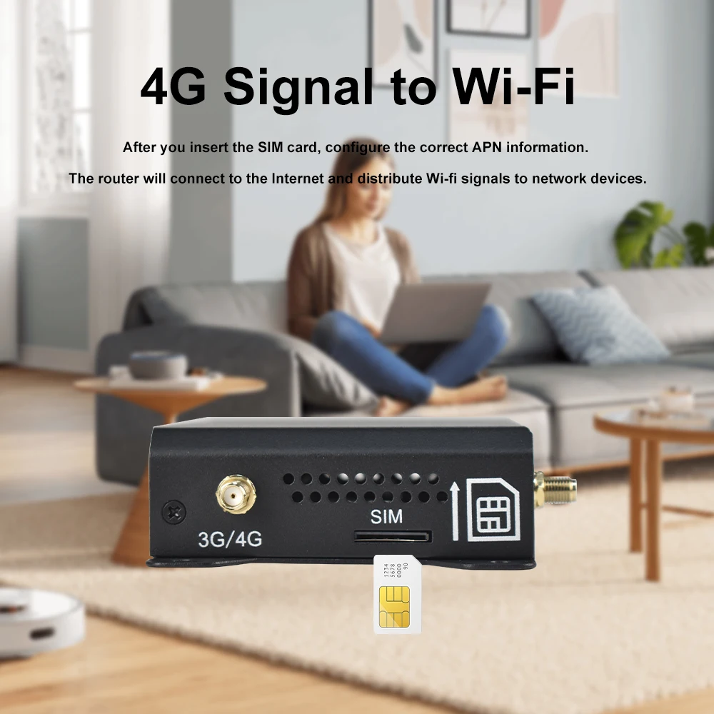 Sb12a9039787b484abf9f772b86674d31d KuWFi 4G SIM Card Router Wireless WIFI Router 2.4G LTE Access Point Support VPN DDNS Hotspot Network Adapter for IP Camera
