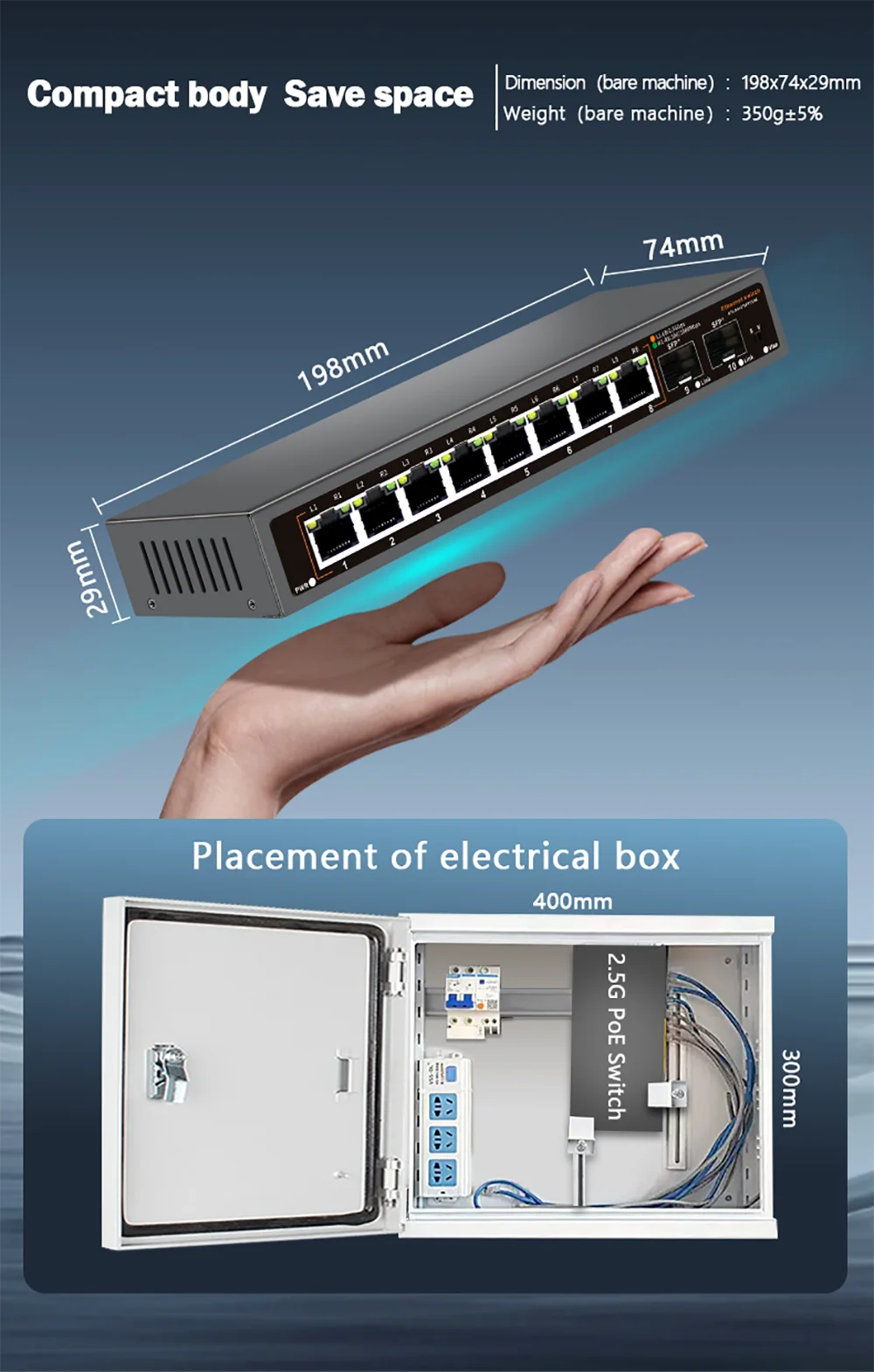Sb344b9794c2e42f28e9b659205d03210H 8+2 Ports 2.5G Ethernet Network Switch 2500BASE-TX Switch with 2*10G SFP Port for IP Camera/CCTV Security