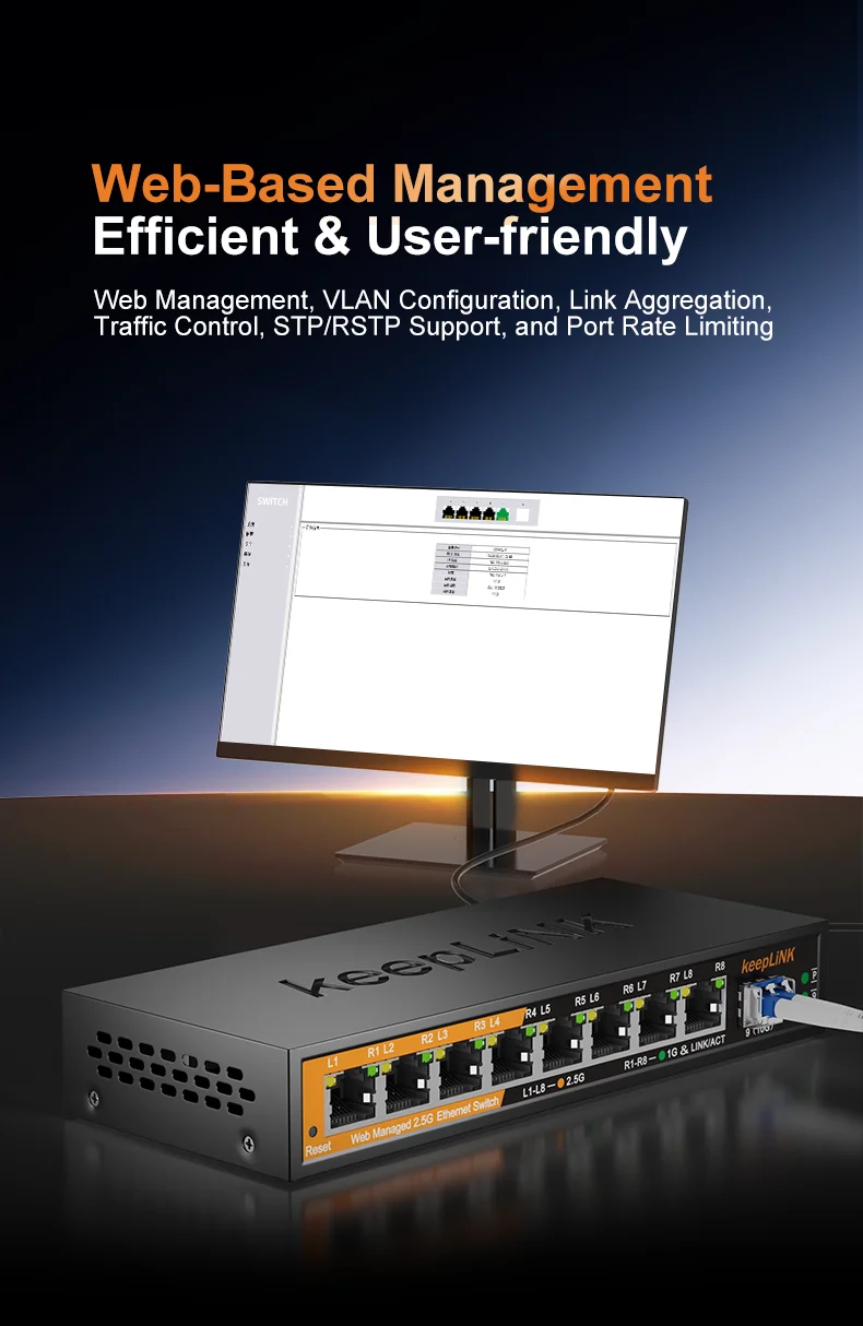 Sb39263ea8e9b4e3b9e12cc1bfc062eadd KeepLiNK 2.5Gb Managed Switch with 8-port 2.5Gb Ethernet 1-port 10G SFP+