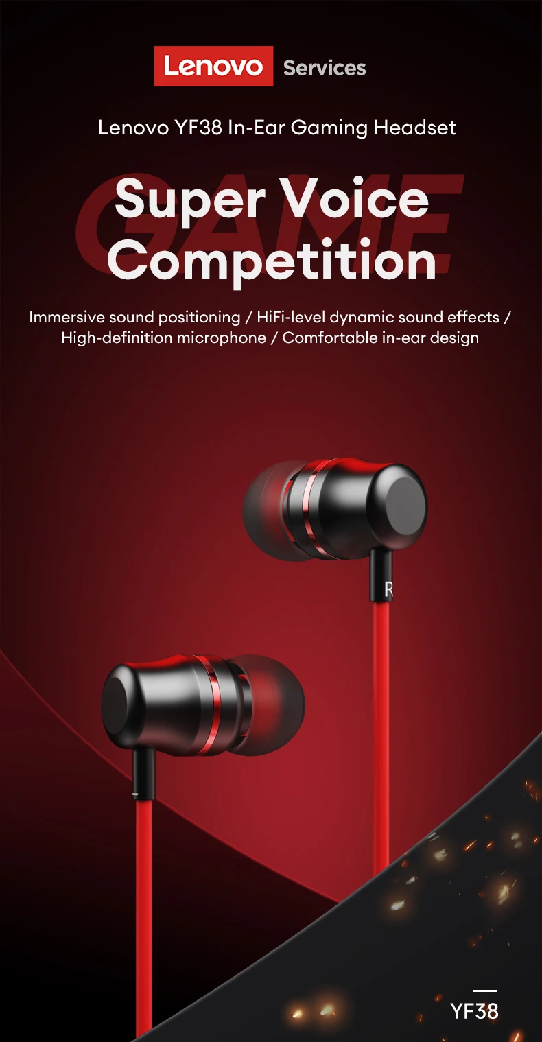 Sb3c426b89fd4490ca813cea792cffbebA Lenovo YF38 Wired Headphones Type-C/3.5mm With Wire Control In-ear Wired Earphones With Mic For Laptop Computer Tablet Phone