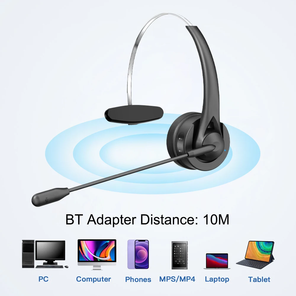 Sb42b44f18e3b4f3986ca7bafc009d9bcC Bluetooth 5.4 Wireless Headset Adjustable Microphone Noise Canceling Headset Call Center Headset For Mobile Phones Wireless Char