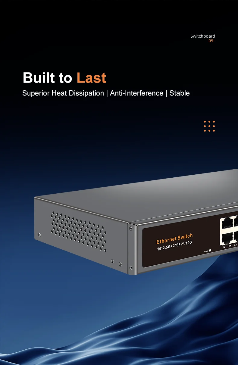 Sb9b44dfa6e124834bb57beedbcdf335ae KeepLiNK Switch réseau multi-Gigabit 18 ports non administrable, 16 x 2.5 Gb Ethernet + 2 x 10 Gb SFP+, haut débit