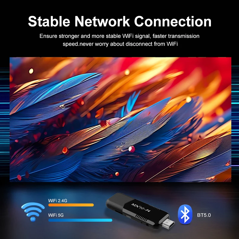 Sb9d85f8bb33941f8acfce4c48e79f025H TV Stick Android 13 MX10 F4 2GB RAM 16GB eMMC 4K 60fps WiFi 5 BT5.0 Voice Remote Streaming Player