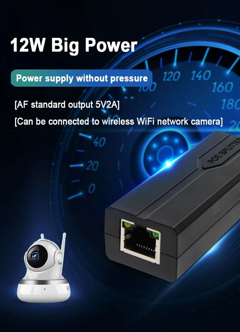 Sbacb866f14b44599a941c5f7fda3b824I POE Splitter 48V to 5V Micro USB tpye-C 100Mbps and1000Mbps Gigabit POE Camera Injector Power Supply for Huawei Hikvision