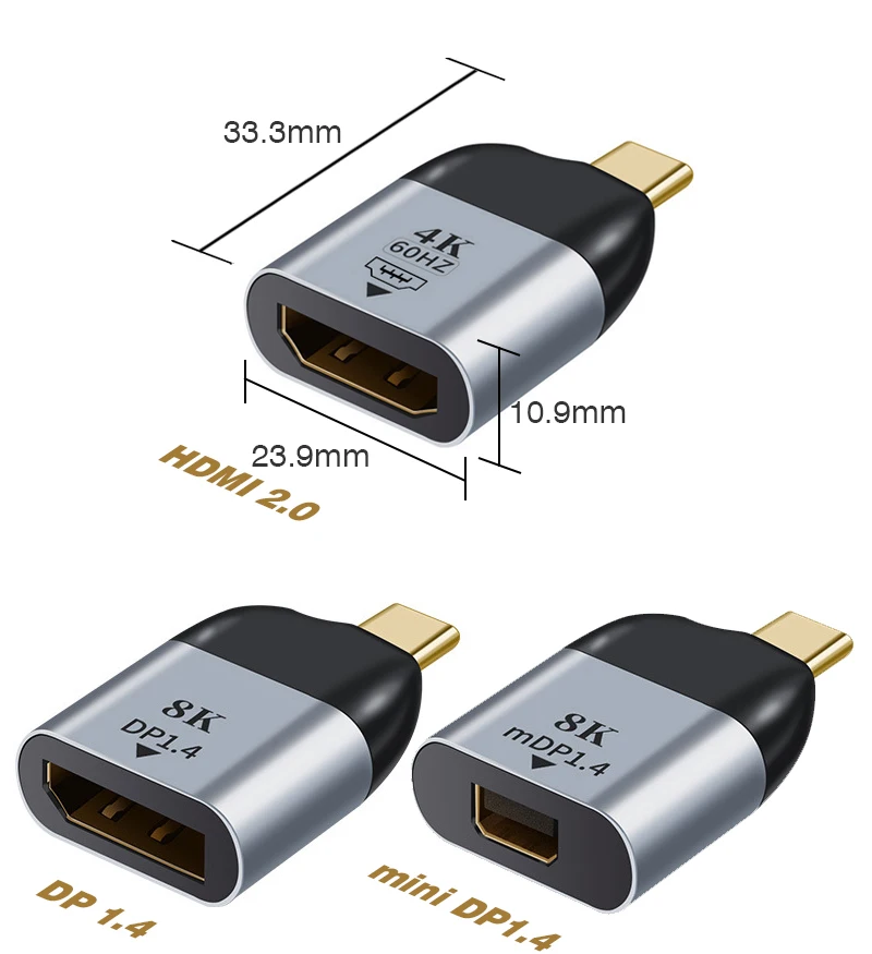 Sbb8bbfb60a6f4ad9b576542f2f7491fcN USB Type C To HDMI-Compatible 8K USB C to DP DisplayPort miniDP 4K VGA Adapter For Laptop MacBook TV Box PS5 Switch iPad Galaxy