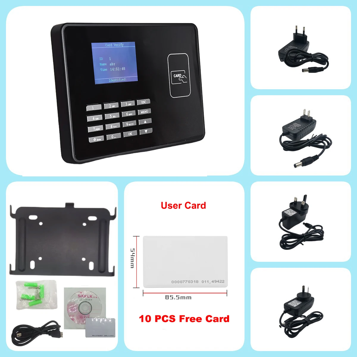 Sbb90c5f3c10c462fa27c382b2d6adba2J WiFi Proximity RFID IC NFC Card Time Attendance Machine Smart Card Clock System Employee Checker Assistance with Battery Option