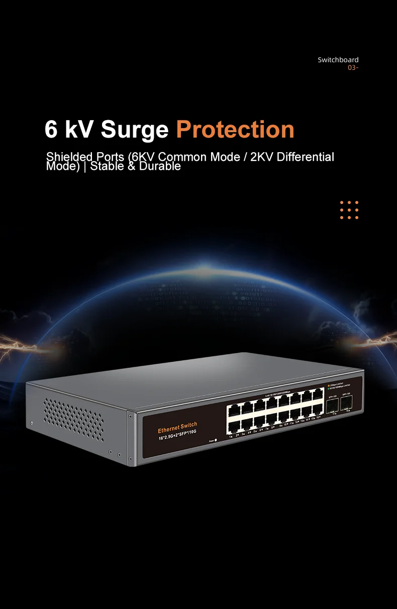 Sbba7ed5e80bd493496a9595cb3be97e0f KeepLiNK Switch réseau multi-Gigabit 18 ports non administrable, 16 x 2.5 Gb Ethernet + 2 x 10 Gb SFP+, haut débit