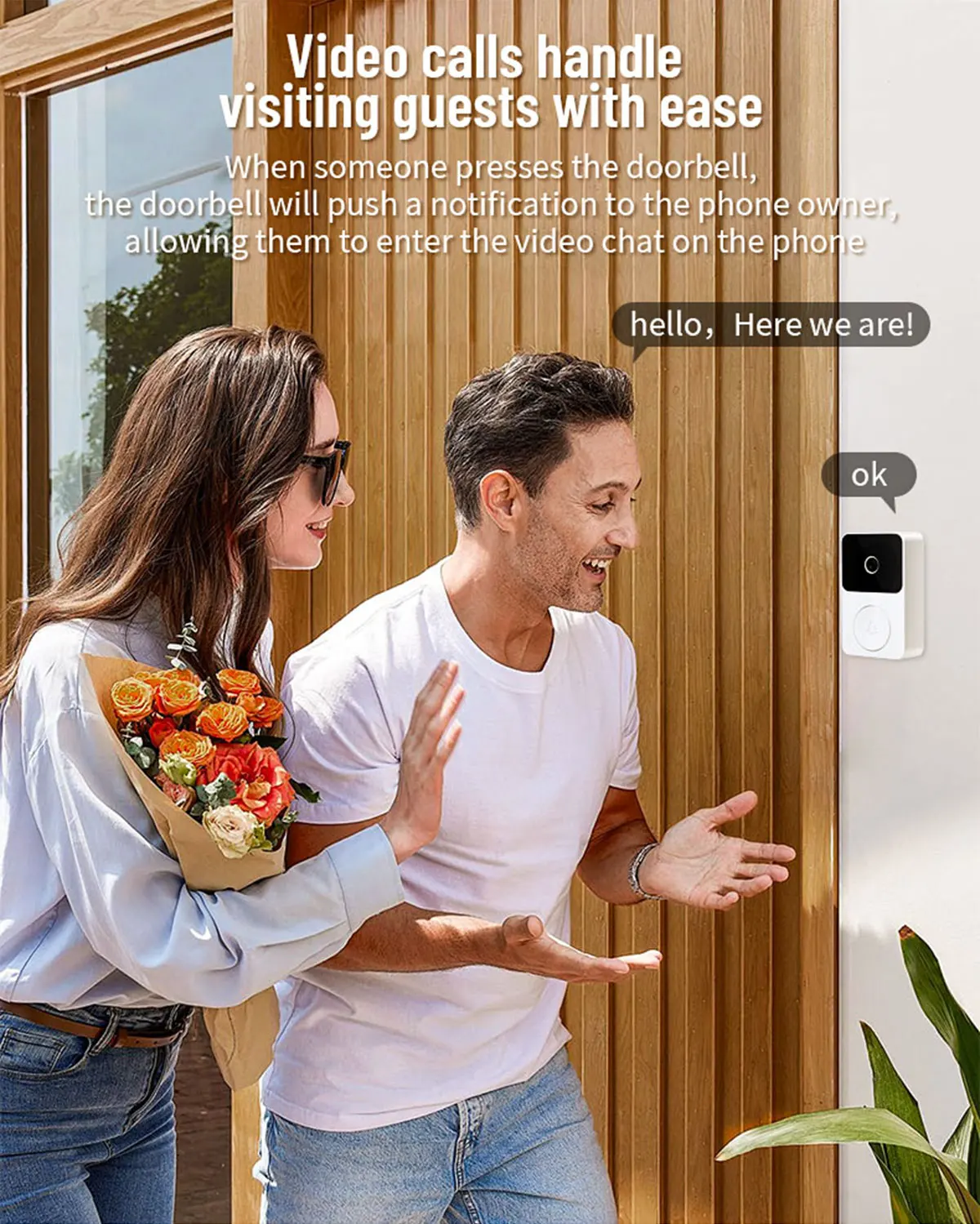Sbbdab103aaff4e029763f554bf57a4890 WiFi Doorbell Intercom Rechargeable Low Power Video with Night Vision HD Intelligent Security Home Intercom System