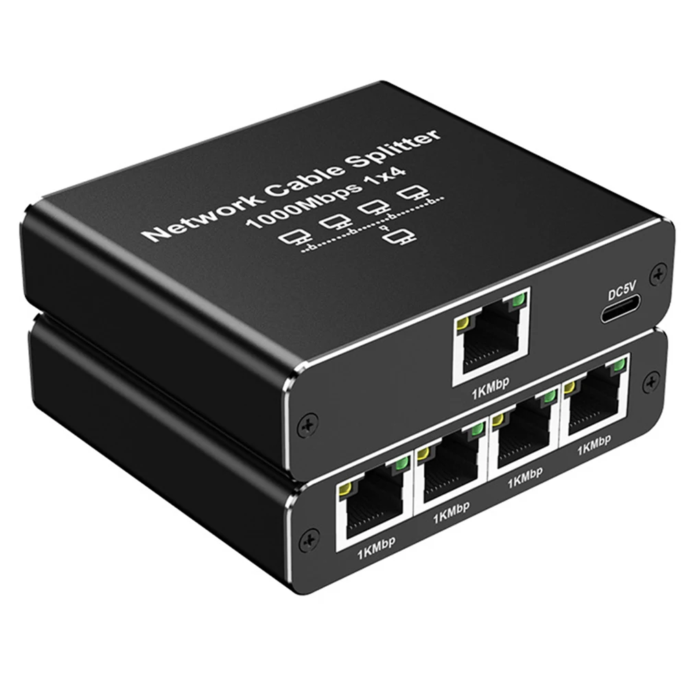 Sbc235d084b6e44e881ebac1c0cb839c66 MZX Hub réseau Gigabit 1 entrée 4 sorties 1000 Mbps, répartiteur Ethernet RJ45, adaptateur réseau PC Cat6/7/8