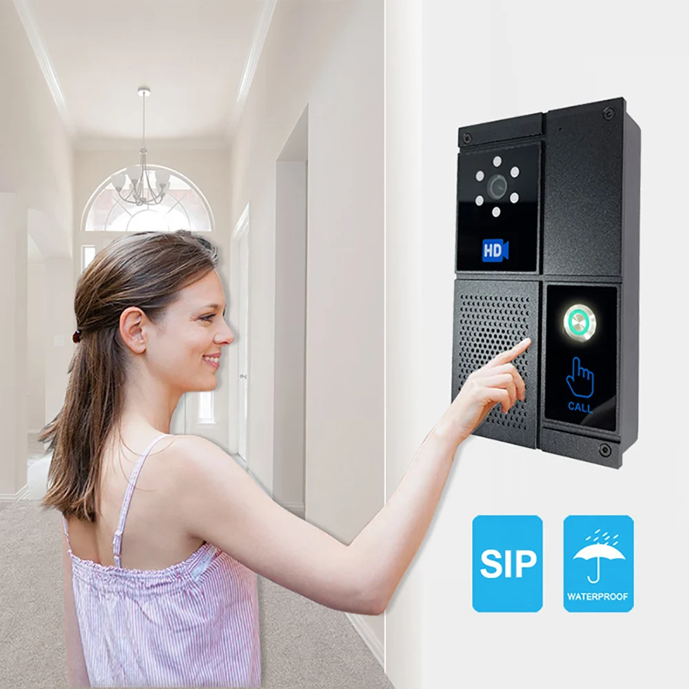 Sbeb8022ebb04451f9a7735afbec61e40C SIP HD Video Intercom with Metal Case Anti Strike Waterproof for Outdoor/Indoor Use Night Vision & Remote Access Support