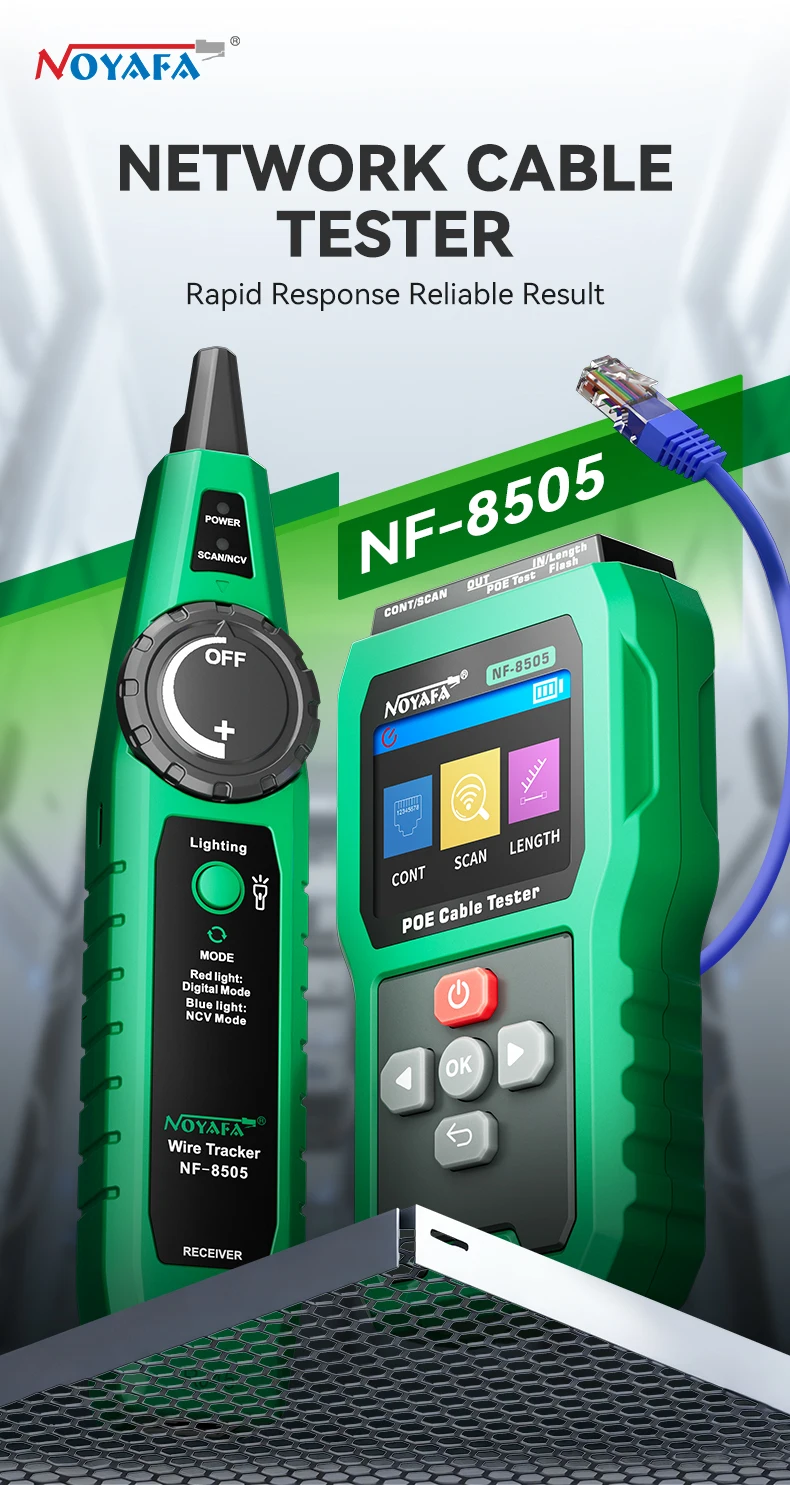 Sbff4aa8398ed4cbfa8ca4c9dee60c023T NOYAFA NF-8505 Network Cable Tester LCD Display Cable Tracer PoE Checker Measure Cable Distance Tester