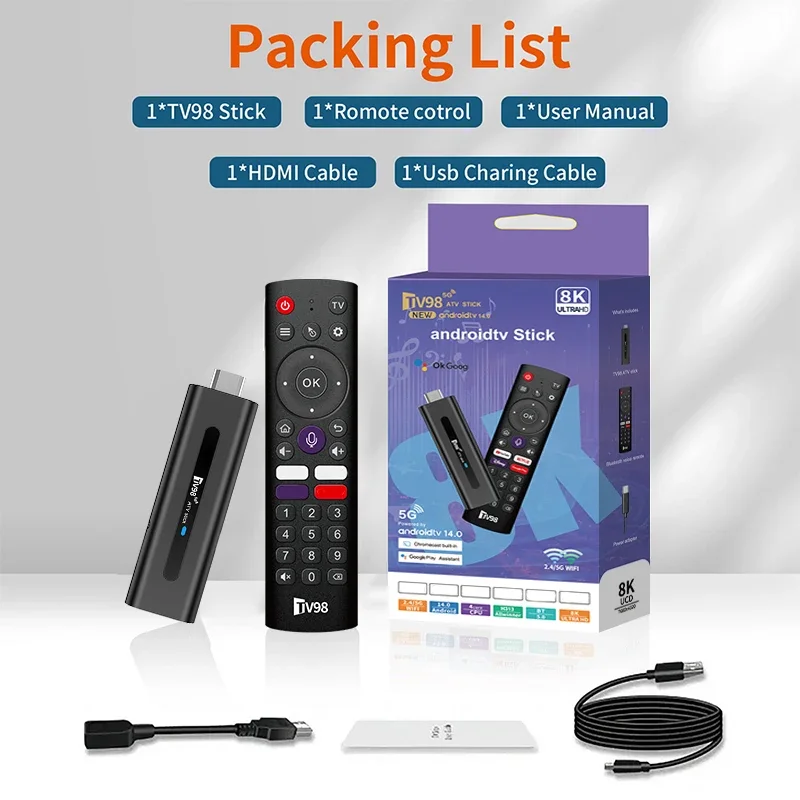 Sc0a8fb91fe3e4dd2acf63e517fc6f6e1J TV98 ATV Stick 8K 4K HD Support Video BT5.0 Dual WiFi6 4G 5G Voice Remote Allwinner H313 Quad Core Smart TV Stick 8GB 128GB for