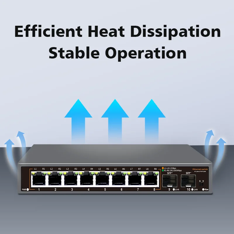 Sc10009dfe5524837a3fb4a64ba55400cH Hisource 8 Port 2.5G Ethernet Switch None POE Network Switch with 2*10G SFP Port unmanaged