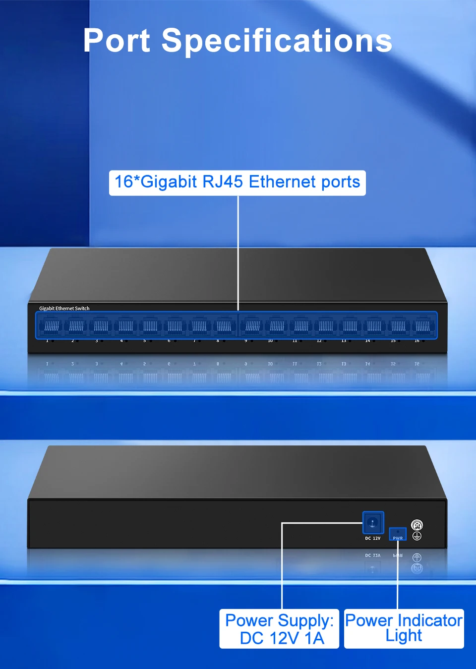 Sc154eda243fe4492b8d6296766a1d91bV HORACO Switch réseau Gigabit 16 ports, non administrable, 1000M, de bureau, plug and play, sans ventilateur, homelab Ethernet