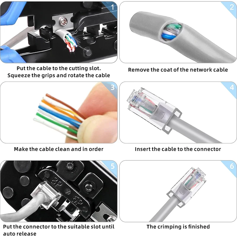 Sc50520df7b9d40fc883361d3b287aa3aj RJ45 Cat6 Crimping Tool Kit with RJ11/12/45 8P6P Network LAN Crimper Connectors and Covers Network Cable Tester Wire Stripper