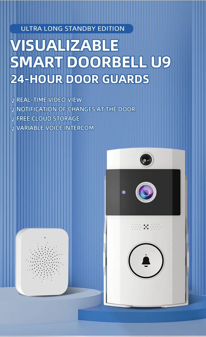 Sc549eb8749154638b7c7d23f5f8c9328m Wireless Video Doorbell with Solar Rain Cover Waterproof Wifi Door Bell Camera Color Intercom Video Doorbell Smart Home Security