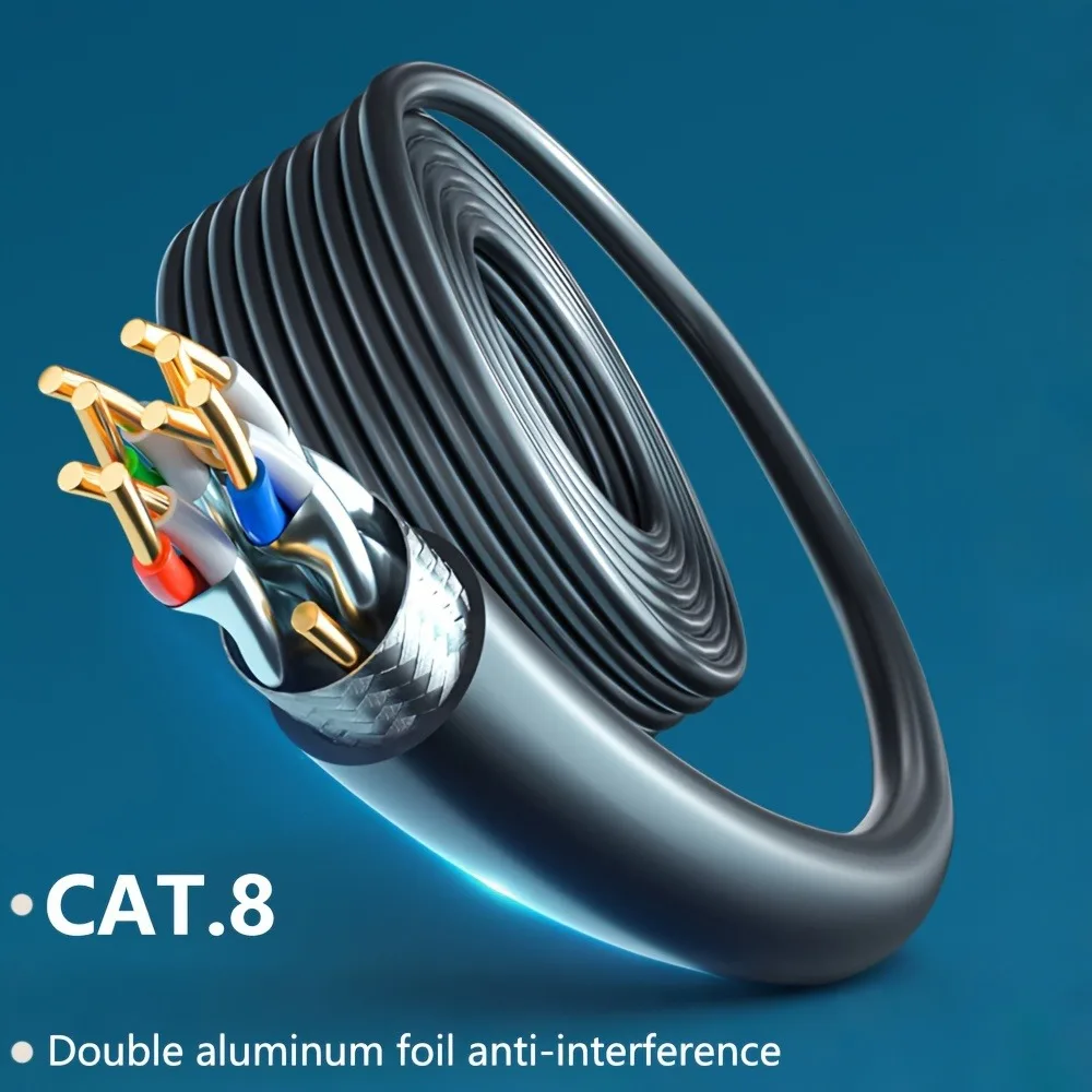 Sc718a6cdcb1c4764b027a257e0184845t CAT8 Ethernet Cable 40Gbps 2000MHz Flat Nylon Braided Network Lan Cord for PC Modem Laptop PS 5 0.5/1/2/3/5/10/15/20/30M