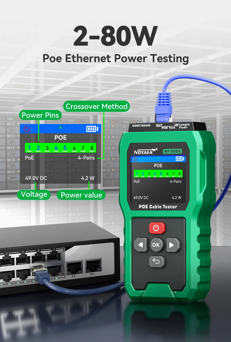 Sc7c63ab3b94c4c138801448b40929d40Q NOYAFA NF-8505 Network Cable Tester LCD Display Cable Tracer PoE Checker Measure Cable Distance Tester