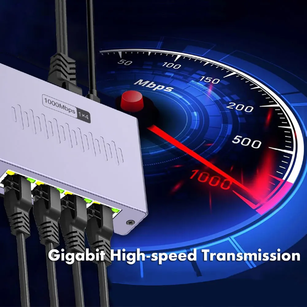 Sc8c3e98381b947f5bebb00801f251f17r 1 to 4 Gigabit Ethernet Switch RJ45 Splitter 1000Mbps 4 Port LAN Network Hub Adapter