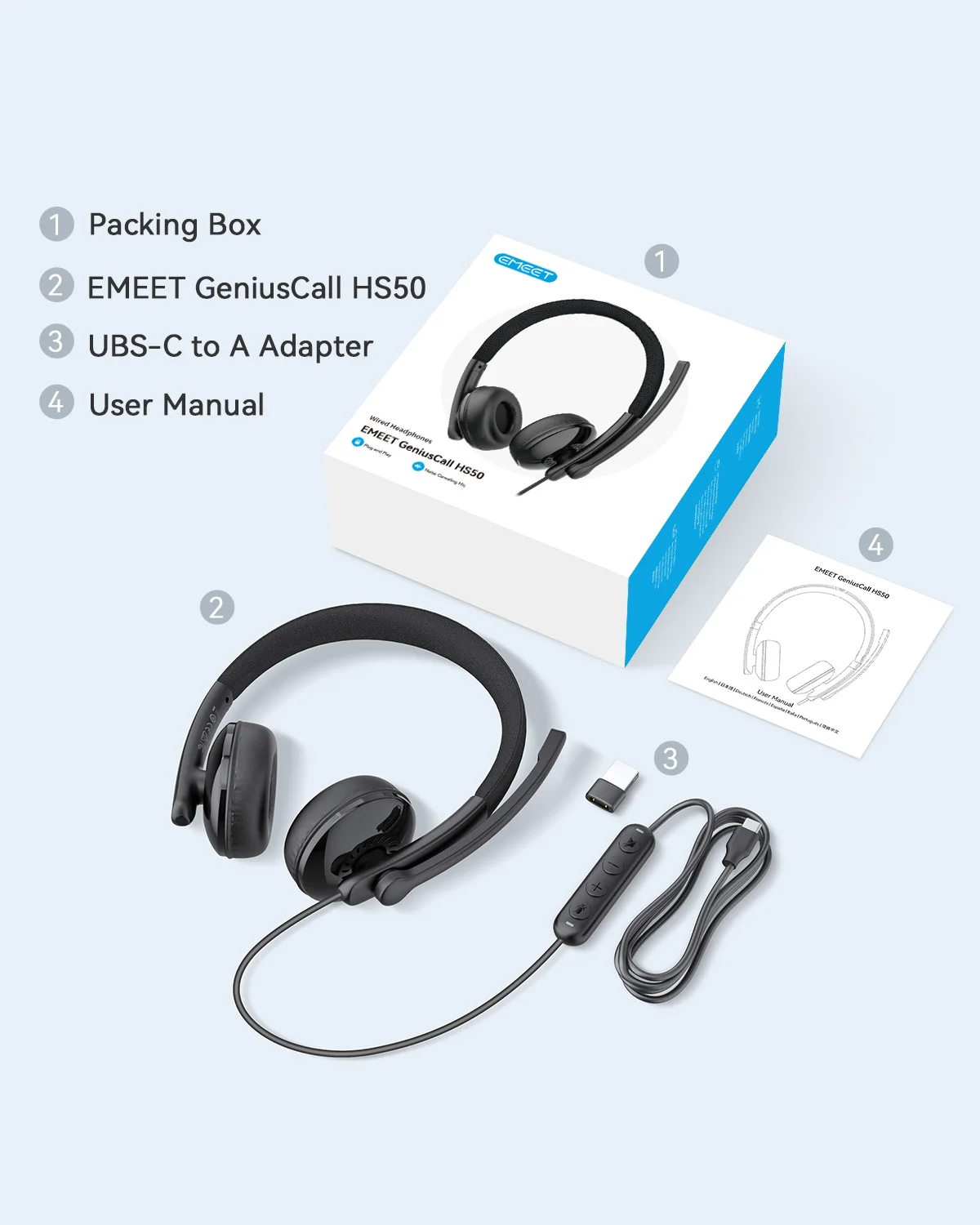 Scd92e12313854ef4998361cb0aa1f23fX EMEET Wired Headset with Microphone Call Center USB Headphones ENC Noise Cancelling Office Cable Earphones for Phone/PC Computer