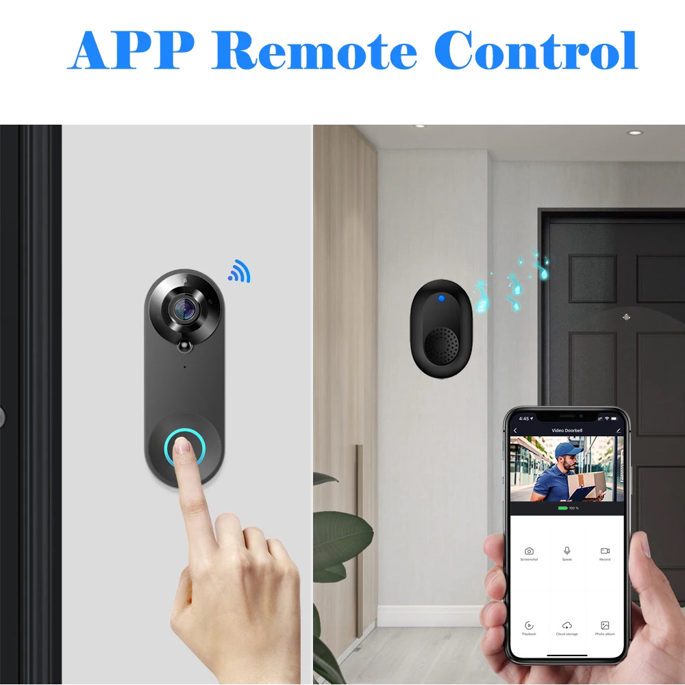Sd1fdf5b203cc4be89c994e4c11b61821D 1080P Wireless Video Doorbell Camera WiFi Smart Door Bell Tuya Smart Home Security Motion Detect Night Vision Intercom Doorbell