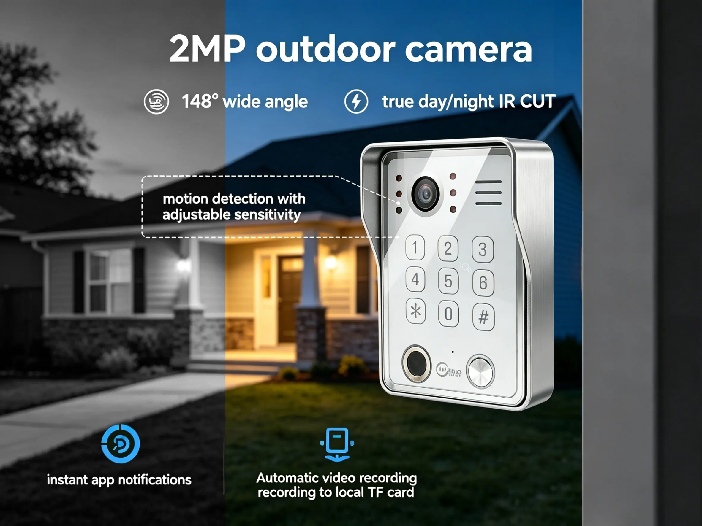 Sd2d5718bc34f4837a31dd12d3fbd776aE ANJIELO Doorbell Video Intercom System 5IN1 Unlock Tuya Smart Digital Frame Background Music Detection Preview NEW 2026