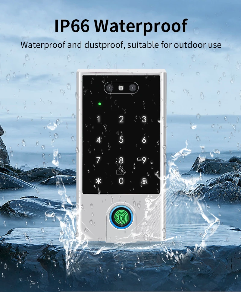 Sd3a9a6803f3b4e77b70479b305cd14fac VF4 VF5 Waterproof IP66 Tuya WIFI Facial Recognition ID+IC Password Fingerprint Dual Frequency With WG 24 36 Access Control