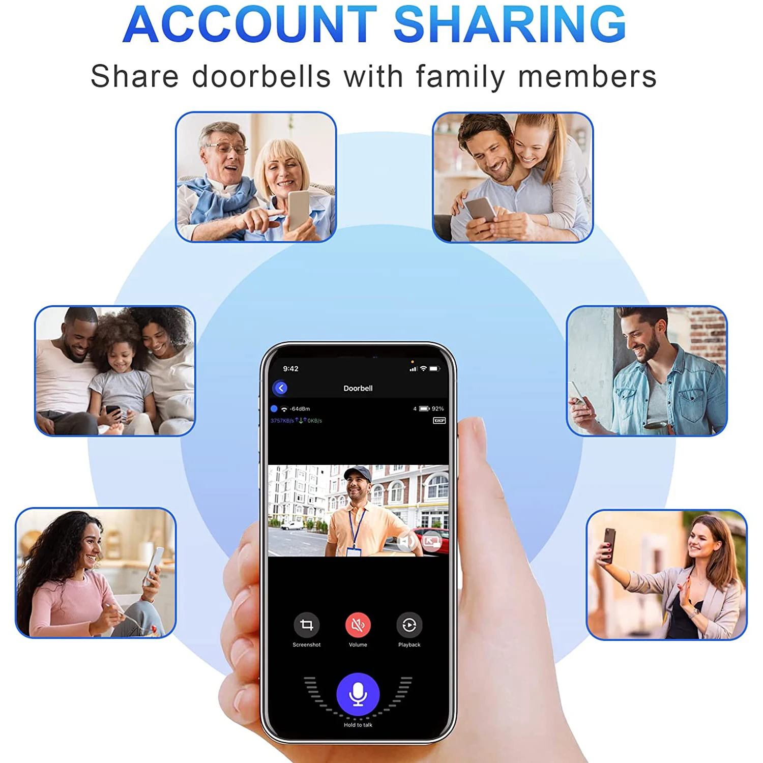 Sd3aaf61b31234ab59d1c436514cf9ae9Q 1080P Wireless Video Doorbell Camera WiFi Smart Door Bell Tuya Smart Home Security Motion Detect Night Vision Intercom Doorbell