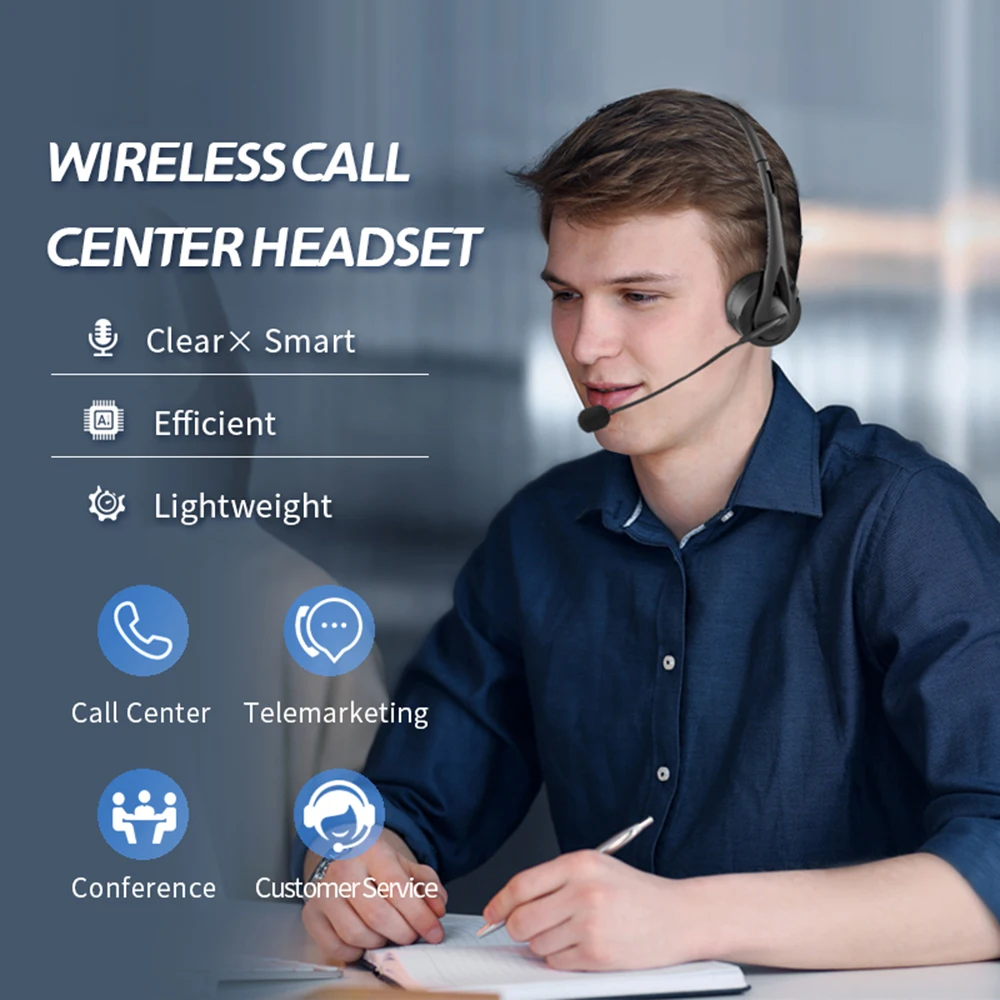 Sd3e539f1baa6413685ab7956986aefcad Casque Bluetooth 5.3 avec micro, réduction de bruit, mains libres, HiFi sans perte, sans fil, pour centre d'appels bureau PC