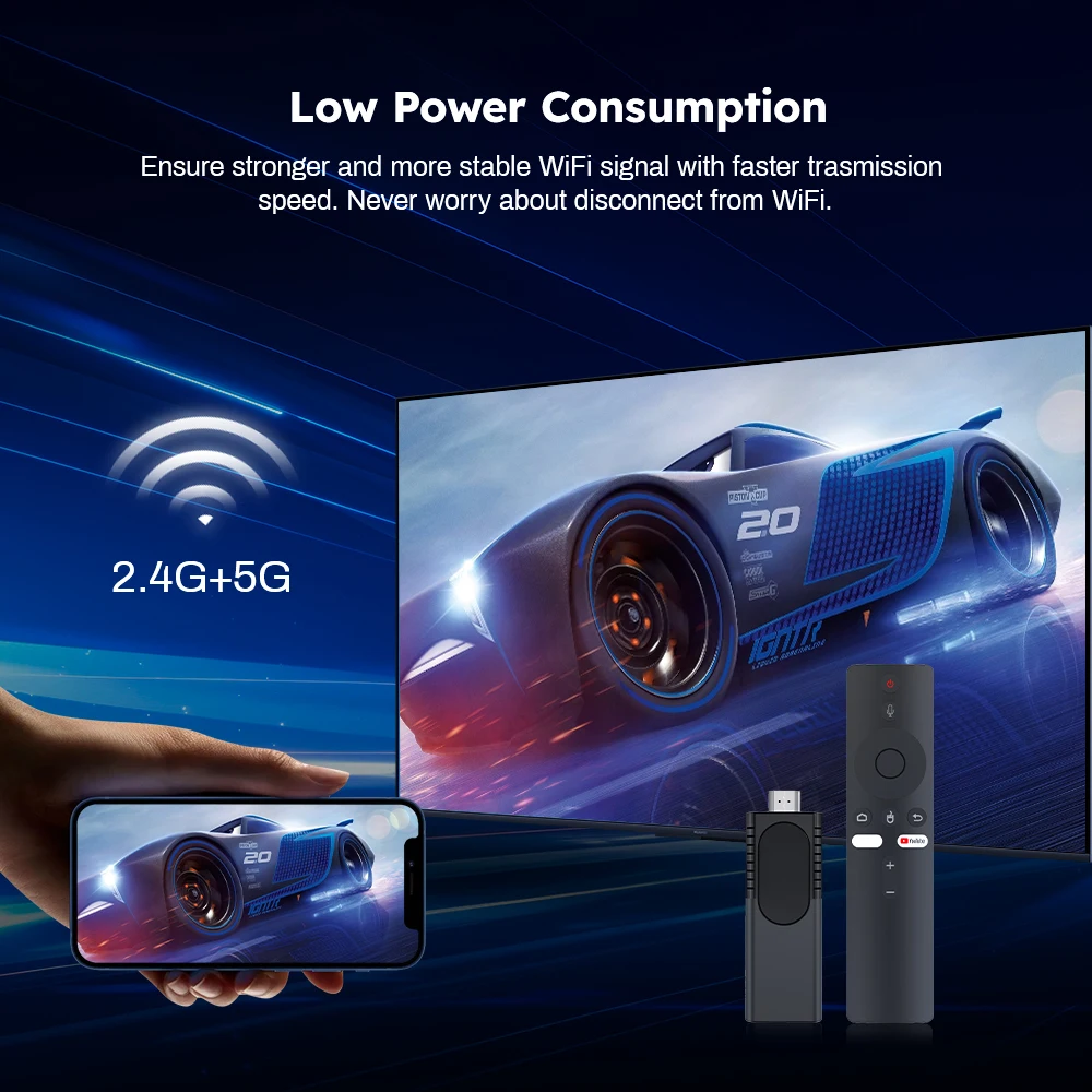 Sd452471e71464f13bdb6bc4ecbab9cb5A 2026 U8 Clé TV Android 10.0, box H313, HDR, WiFi BT5, 2.4G 5G 4K HD, télécommande vocale, décodeur
