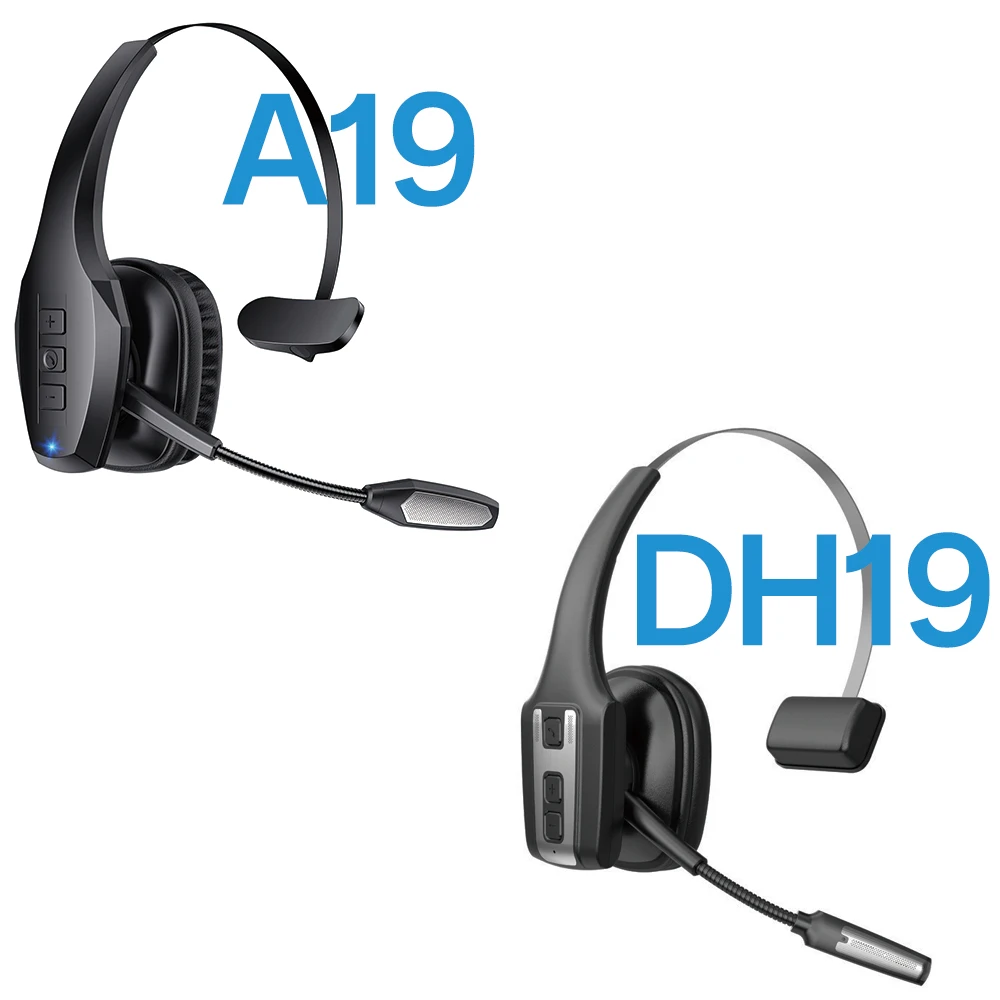 Sd4bd81fbf4ab4cd69e569ee1a12d1e4ej Trucker Bluetooth Headset, Wireless Headset with Mic, Bluetooth Headsets with Dual Noise Cancelling Microphone & Mute Button