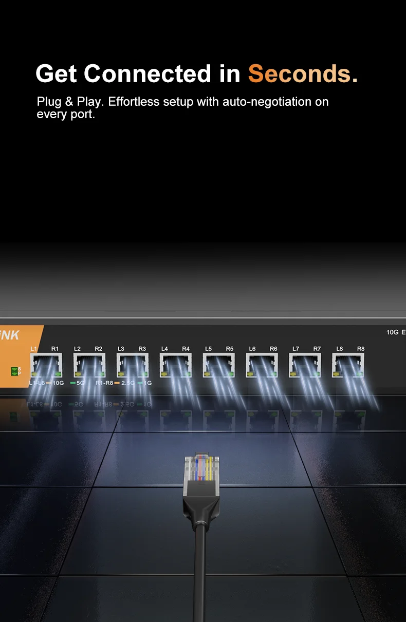Sd6379acae57349e4b6c51e3d3cdb0a5ds KeepLiNK KP-9000-8XT-AC 8 Port 10G/Multi-Gig Unmanaged Ethernet Switch Desktop/Wall-Mount Plug and Play Sturdy Metal Casing