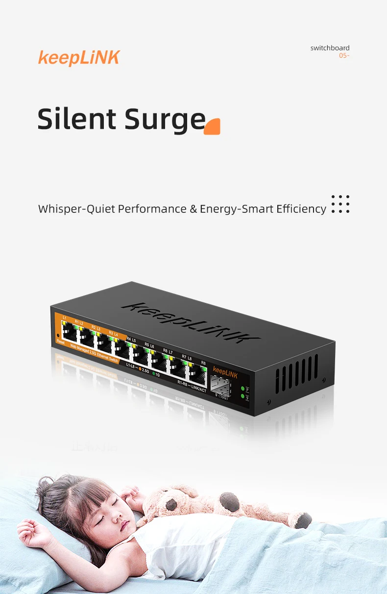 Sd7632d0786304135bbd742bd6ab1df12c KeepLiNK 9-Port Multi-Gigabit Managed Ethernet Switch with 8-2.5Gb Ports and 1-10Gb SFP+ Uplink