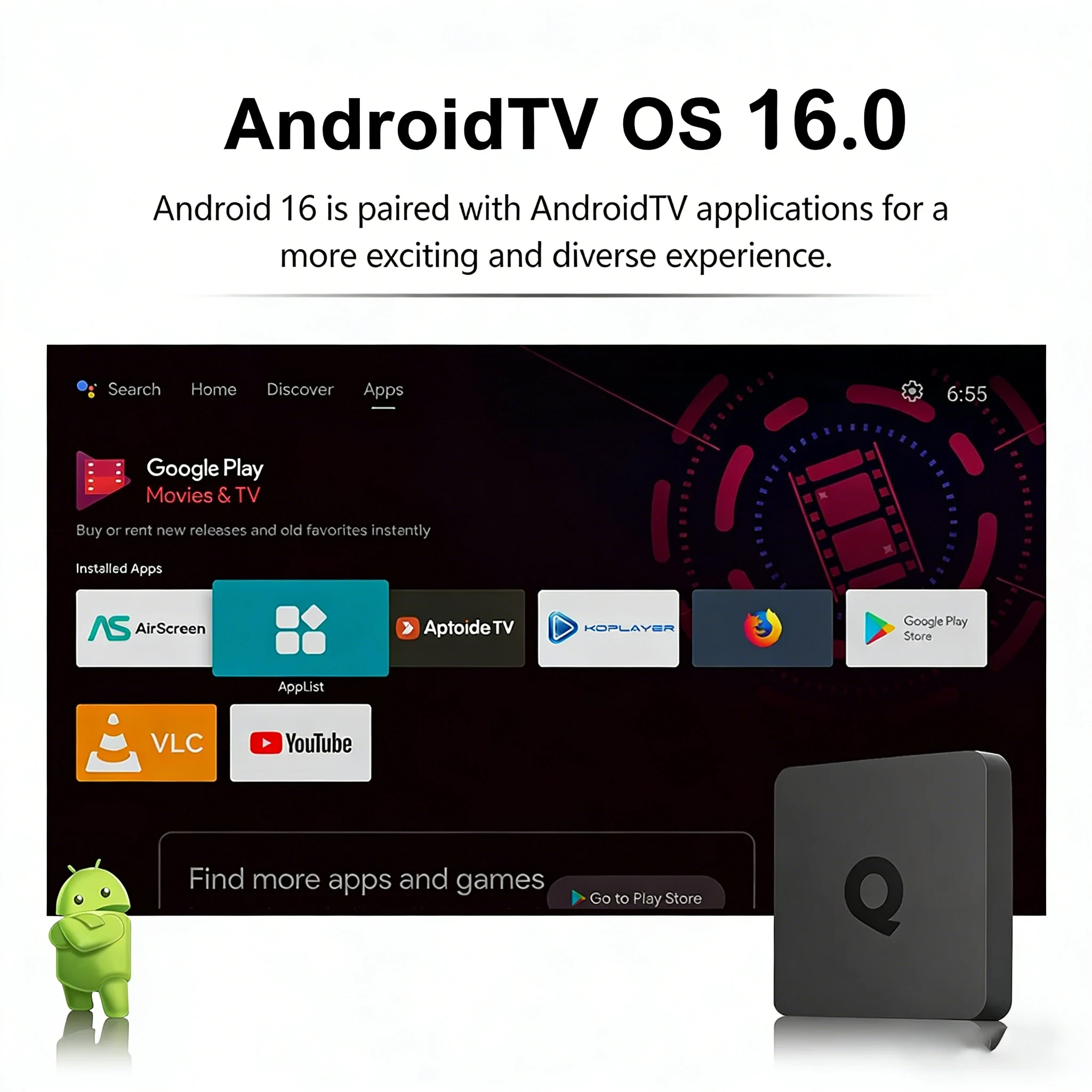Sdae336fdc4694bfeb23a440a60556a312 Smart Android16 TV Box Q1 8GB+256GB Allwinner H313 Google Assistant 8K Video Bluetooth6.0 Media Player Very Fast Set Top Box