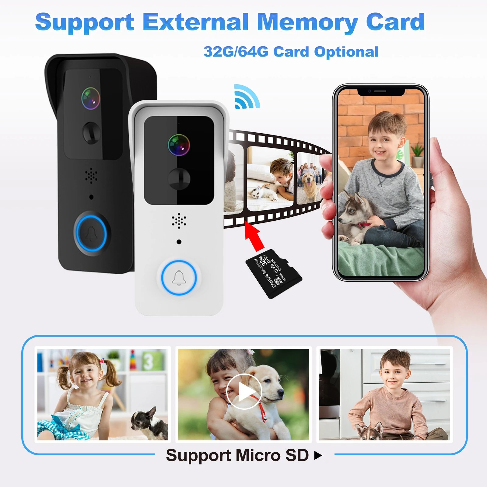 Sdb29cc76ada8433bab1f2fd2faf653b7F 5G 2.4G WiFi Video Doorbell 1080P Tuya Smart Outdoor Wireless Intercom Waterproof Wireless Camera Ringing Bell