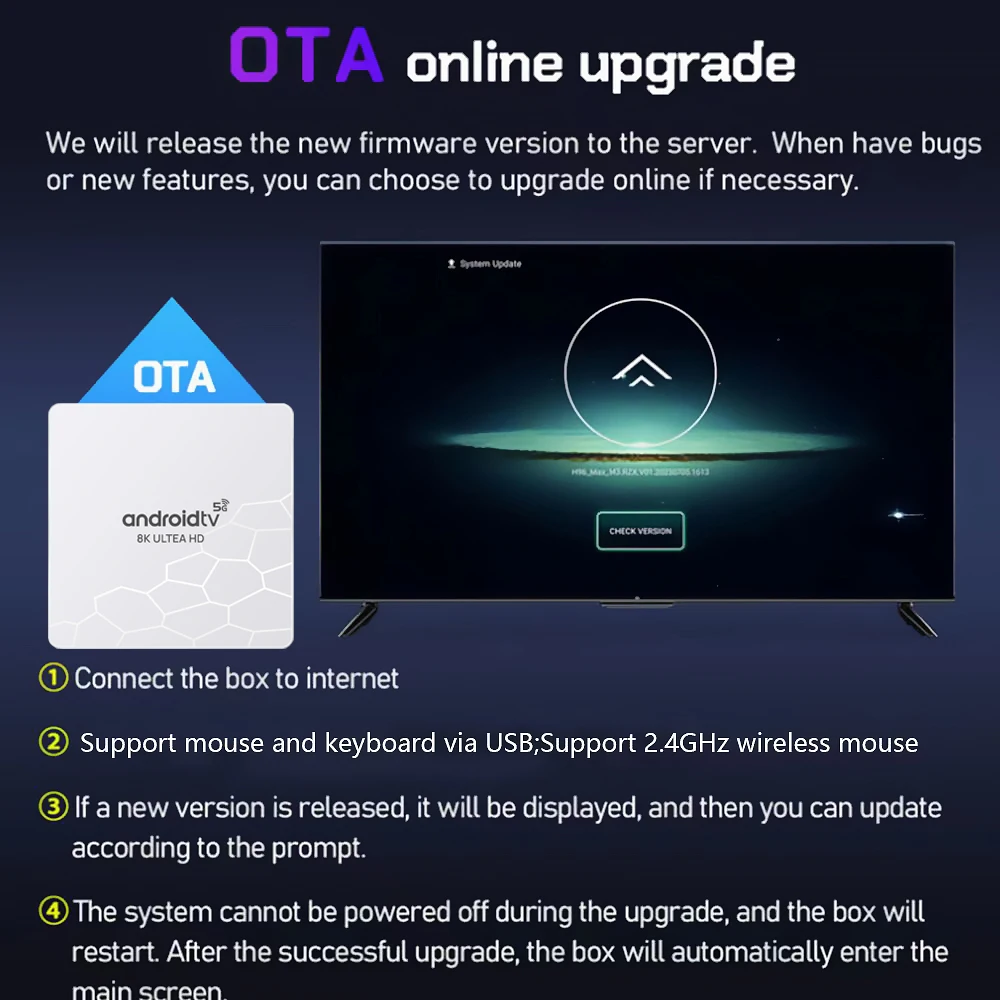 Sdd0ecf20a86a40eebed6882748a41589k Q96 OHP 8K Hisilicon Hi3798M Box TV Android 13 quad core, 8 Go 128 Go, 8K 4K HD IPTV, 4G 5G double WiFi6, OTA, décodeur